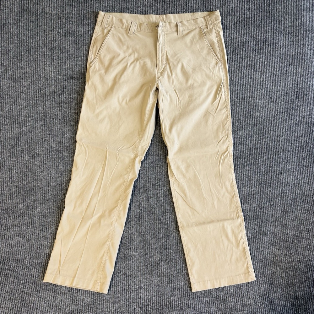 Eddie Bauer Mens Horizon Guide Chino Pants Khaki Tan Stretch 36x30 Hiking Travel